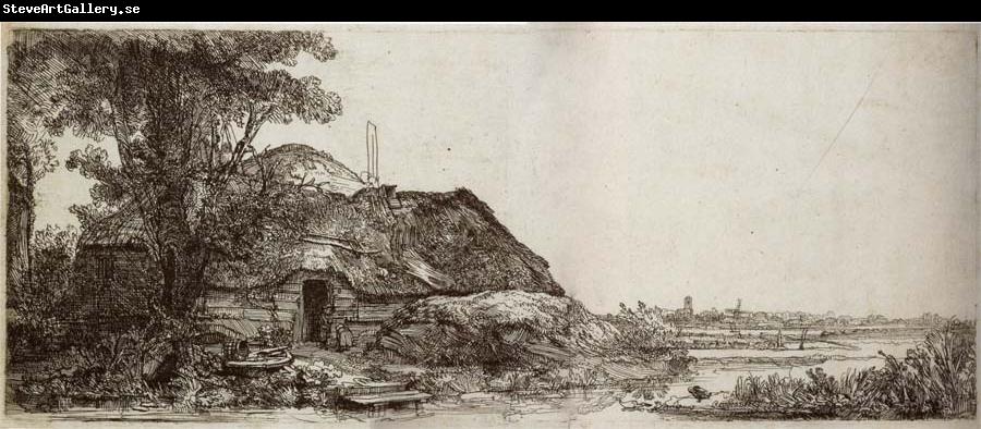 REMBRANDT Harmenszoon van Rijn Landscape with a cottage and a large tree